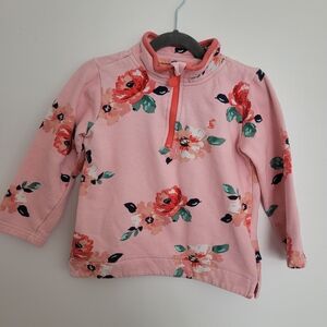 🧸2/20$ Joules Pink Floral Half-Zip Sweater Size 6 Girl